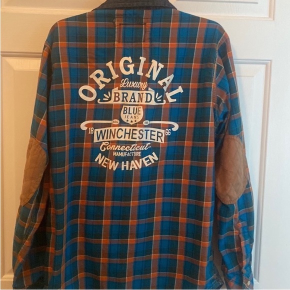 Winchester Shirt Jacket Mens Large Blue Denim Orange Plaid Acid Wash
Western - Picture 6 of 7